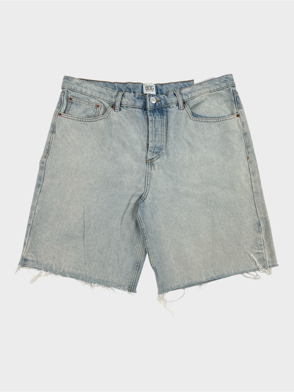 BDG Dad Denim Jorts Raw Hem Button Fly Light Wash Straight Leg Skater 90s Y2K